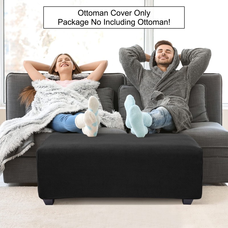 PiccoCasa High Stretch Ottoman Cover with Elastic Bottom, Soft Slipcover