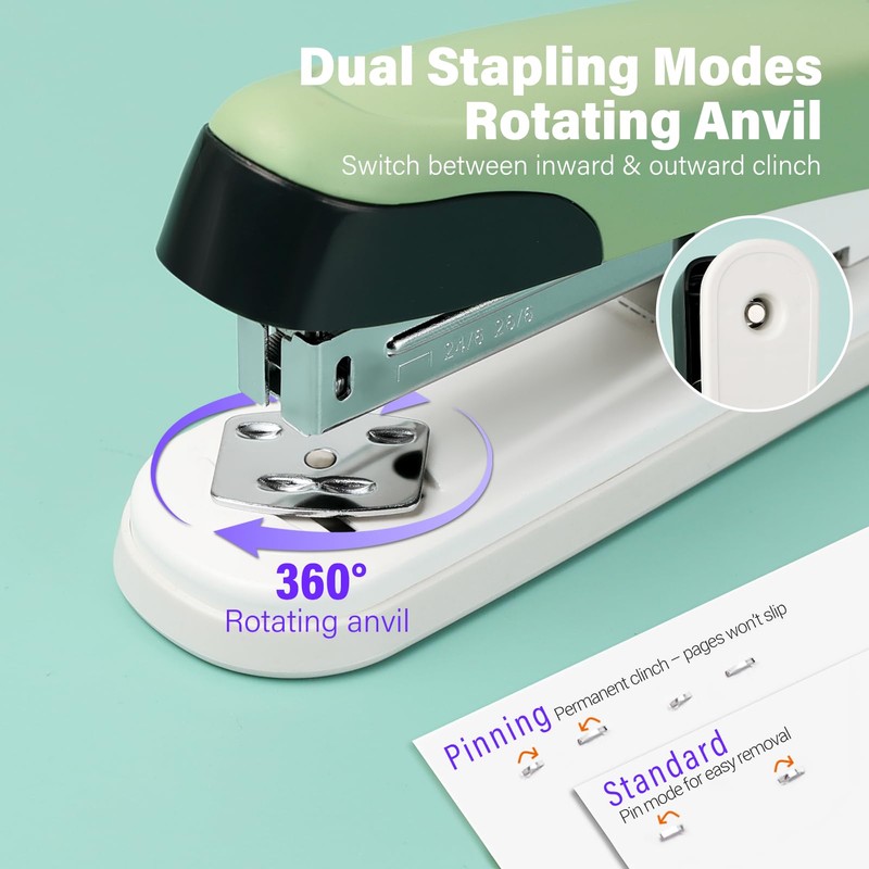 WORPSON Metal Stapler, 6.5-Inch Desktop Stapler, 25 Sheet Capacity, Includes