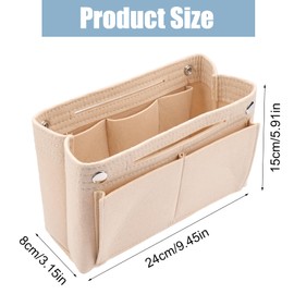 TESSTSY Bag Organiser Felt 24 x 8 x 15 cm, Handbag Organiser, Felt Bag Organiser, Handbag Organiser, Inner Pocket for Handbags with Multiple Compartments (Beige)