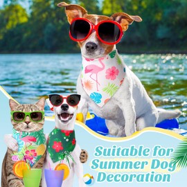 Weewooday 50 Pcs Hawaiian Dog Bandanas Bulk Summer Bandanas for Dogs Maple Leave Soft Bibs Adjustable Triangle Scarf for Small Medium Large Pet Hawaii Costume(31.5 x 21.7 x21.7 Inch)
