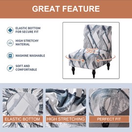Eco-Ancheng Armless Chair Slipcover Removable Armless Accent Chairs Covers Washable Armless Slipper Chair Slipcover Printed Armless Chair Furniture Protector Covers for Living Dining Room Hotel