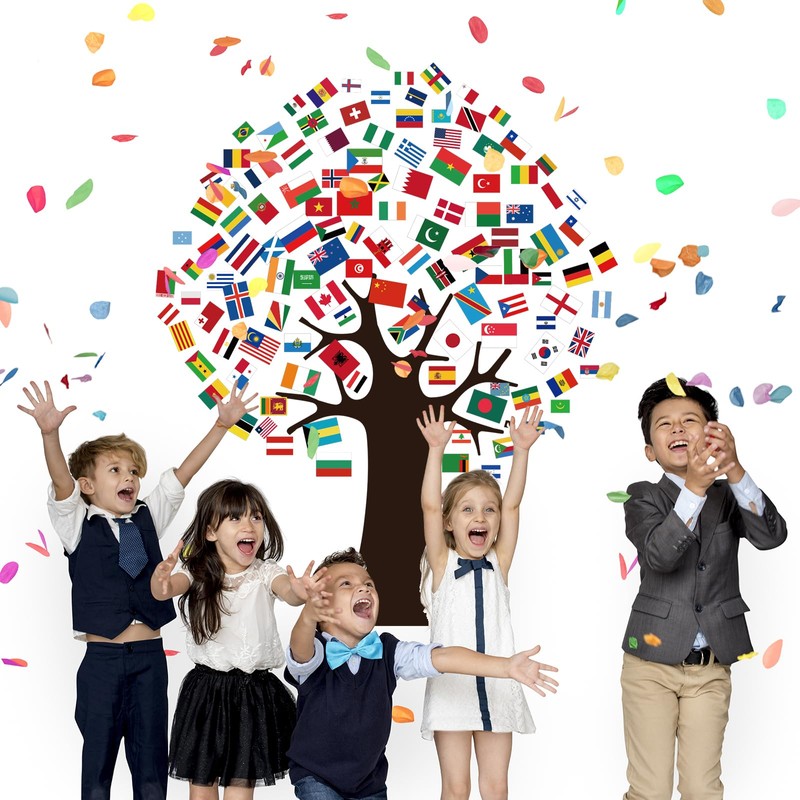 World Flags Tree Bulletin Board Decorations International Flag Tree Paper