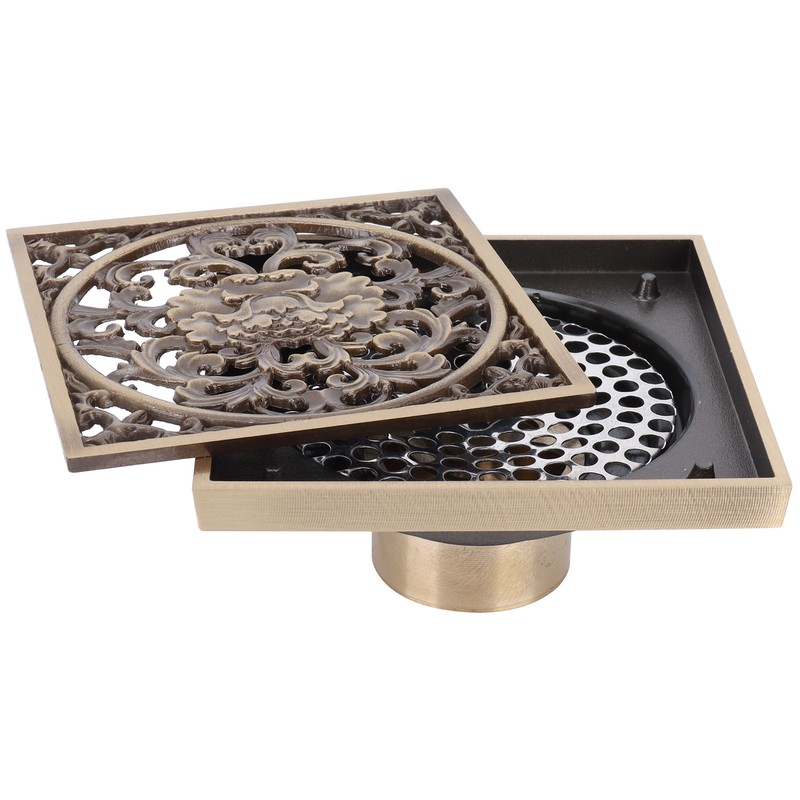 10x10cm Floor Drain Antique Copper Anti Odor Bathroom Floor Drainer