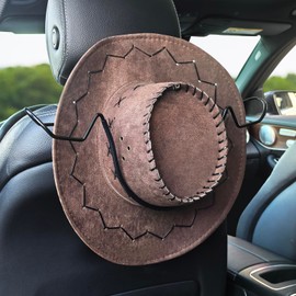Idefair Cowboy Hat Holder Rack for Truck Car SUV Hard Hats Stand Western Accessories for Men Women Travel Automotive Seat Back Storage Organizer Hardhat Hanger with Hooks Gifts for Most Hats