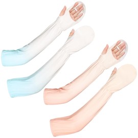 Suhine 2 Pair Driving Fingerless Sun Sleeves Adjustable Arm Sleeves for UV Protection Cooling Arm Sleeves for Women(Gradient Color)