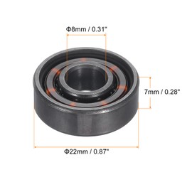 PATIKIL 8x22x7mm Skateboard Bearing, 20 Pack 608 Steel Ball Bearings Double Rubber Sealed Shielded Miniature for Scooters Roller Skates, Black&Silver