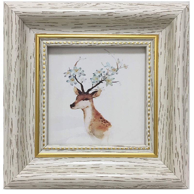 AMHOME 3.5x3.5 Picture Frame White (Cream Color) Square Photo Frame