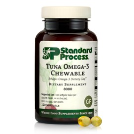 Standard Process Inc. Tuna Omega-3 Oil EPA and DHA - Whole Food Support, Brain Health and Brain Support, Eye Health, Skin Health and Hair Health with Tuna Oil - Gluten Free - 120 Softgels