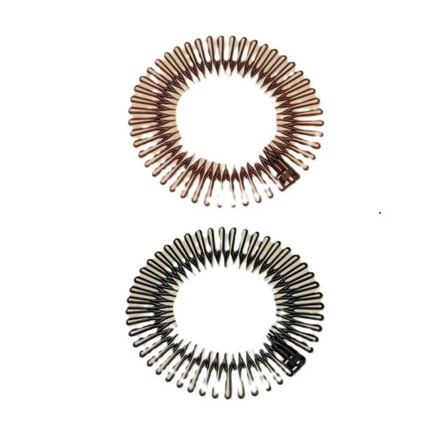 Stretchy Plastic Hair Comb Headband 2Packs - Circular Tooth Design