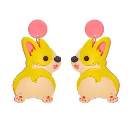 Dog Earrings for Women, Cute Puppy Dog Rhinestone Silver Stud Earring Cartoon Corgi Dachshund Animal Piercing Earrings for Teen Girls Dog Lover Jewelry Gifts (Corgi1)