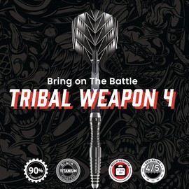 Shot! Darts Tribal Weapon Series 4-Steel Tip Dart Set-Centre Weighted-90% Tungsten Barrels (26)