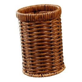 Cabilock Woven Utensil Holder Cutlery Storage Basket Kitchen Countertop Organizer with Drainage 6.14 Inch Square Chopstick Tube for Tableware