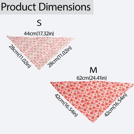 Gkhlg 4 Pack Pet Bandanas Fruit Print Dog Bandanas Pet Pink Scarf Adjustable Size for Small and Medium Dogs Triangle Bibs Scarf Ideal for Daily Wear Photos Parties Weddings (Small, 28 * 28 * 44cm)