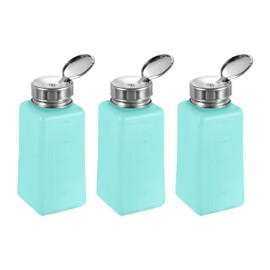 HARFINGTON 3PCS 250ML(8.5oz) Push Down Alcohol Dispenser Pump Liquid Press Empty Bottles Refillable Container for Cleanser Nail Polish Remover, Green