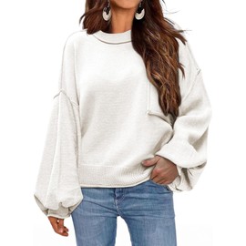 Dokotoo Womens Sweaters Fall 2024 Lightweight Sweater Teacher Outfits Winter Clothes for Women Trendy Oversized Women's Sweaters White Fashion 2024 Winter Bell Sleeve Pullover