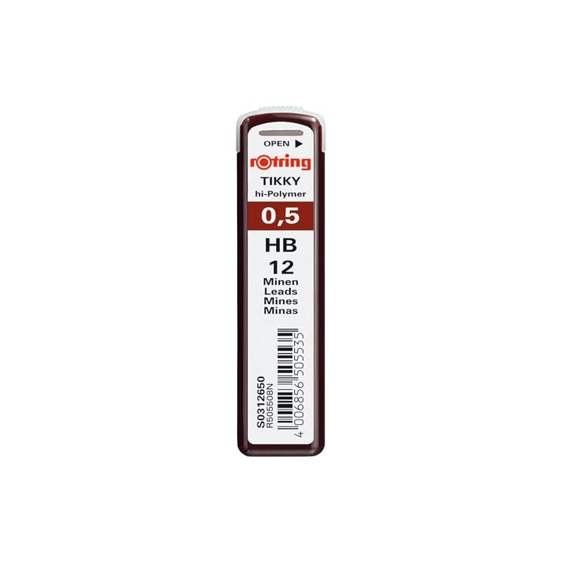 rOtring Hi-Polymer 0.50mm Fine Mechanical Pencil Lead Set B (12