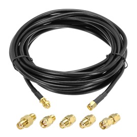 sourcing map SMA Male to SMA Female RG58 Coaxial Cable 16.4ft/5 M with 10PCS SMA to SMA/RP-SMA Adapter Kit for Ham Radio, Antenna Wireless Adapter