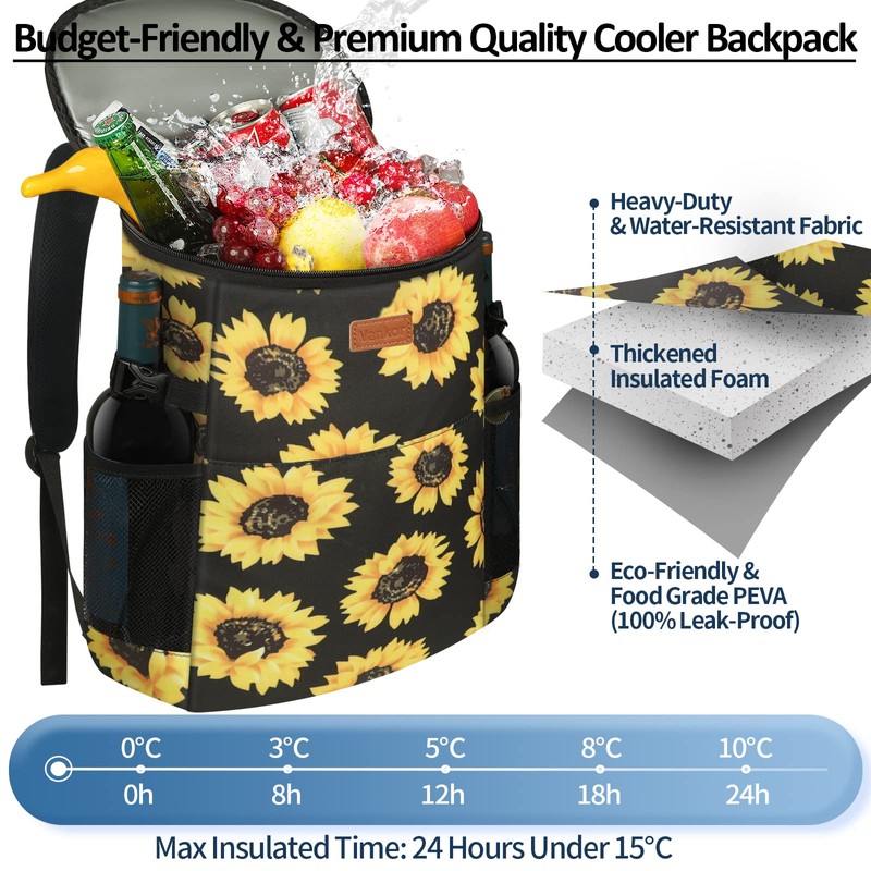 Vankor 30L Sunflower Floral Insulated Cooler Backpack