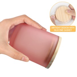 SHOWIN Thick Candle Jars for Making Candles 16 Pcs, 7 OZ Empty Jars with Wood Lids for Candle Making, Sample Container, Frosted Pink