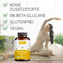 Lions Mane High Dose - 200 Capsules with 1950 mg Mushroom Extract per Daily Dose - 30% Bioactive Polysaccharides - Laboratory Tested - Vegan - Hericium Erinaceus - Premium Quality (Lion's Mane