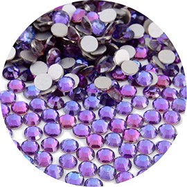 NCB 2000pcs Flatback Round Glass Nail Art Rhinestones Crystal for DIY Making Accessories Shoes, Clothes, Face Art, Bags, Manicure (Purple Velvet, SS12 2000pcs)
