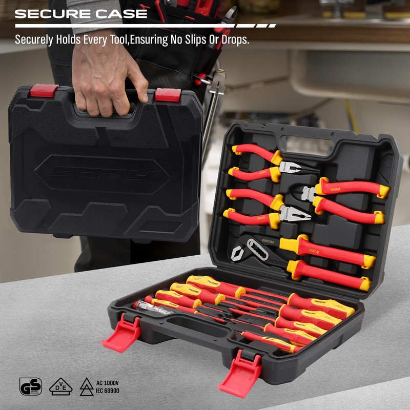 Insulated Screwdriver & Pliers Set: 14-Piece VDE Insulated Set 1000V
