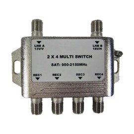 GEOSATpro 2x4 Multi-Switch for FTA Satellite, Connect 4 Receivers to 1 Dish!