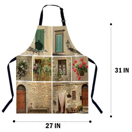 BGBDEIA Italy old Facades Apron for Women Men, Adjustable Apron Cooking Kitchen Chef Apron for Home Kitchen, Baking Gardening BBQ, Coffee House, Restaurant