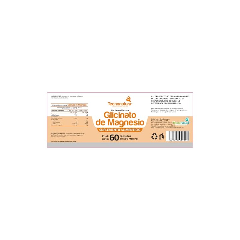 BISGLICINATO DE MAGNESIO c/60 capsulas TECNONATURA