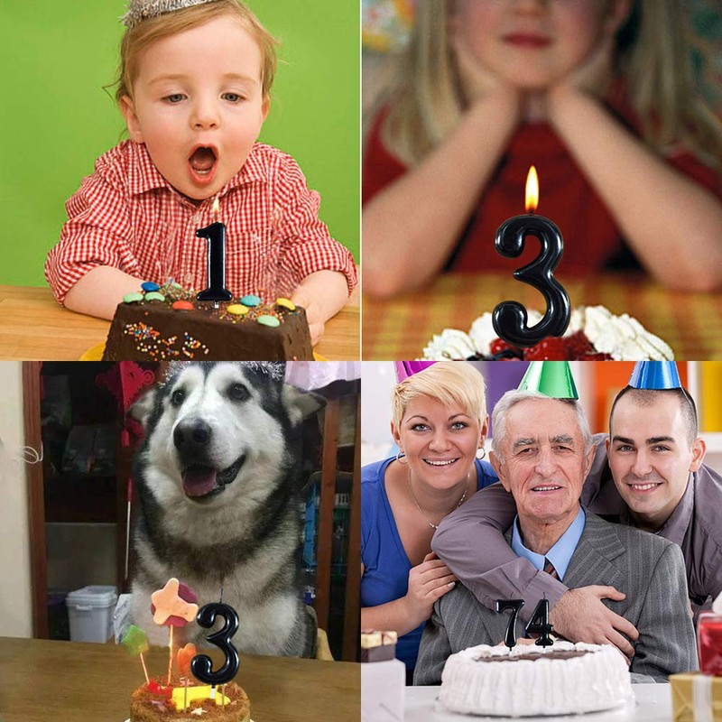Black Number Birthday Candles (Number 8)