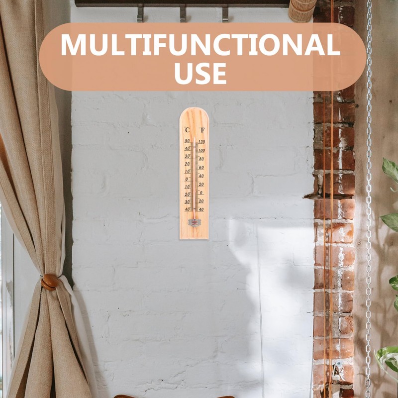 Kisangel Wooden Wall Thermometer for Home Greenhouse Outdoor Weatherproof Analog