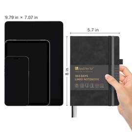 &And Per Se Lined Journal Notebook, 365 Pages, A5, 5.7'' x 8'' 100GSM Thick Paper, Journals for Writing, Hardcover Notebooks for Women Men (Black)