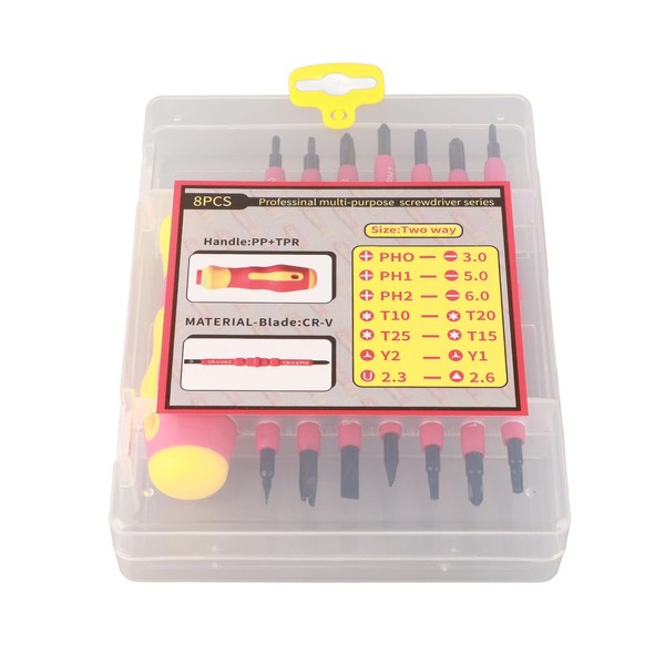 Isoliertes Schraubendreher-Set, 8-teilig, Doppelkopf, isoliert, magnetisch, Schraubendreher-Set, Kreuzschraubendreher-Set mit Griff