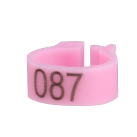 6 Colours 100 Pieces/Bag 8 mm 001-100 Numbered Plastic Bird Leg Bands Rings Hen Pigeon Leg Poultry Pigeon Bird Chick Parrot Clip Rings Band (Pink)