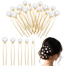 30 Pcs Wedding Pearl Hair Pins - U Shape Bridal Hair Pin, Handmade Pearl Bridal Hairs Accessories, Gold Wedding Bridals Pearls Hair Pins Clips Vintage Hairs Headpiece for Brides Bridesmaid Women Girl