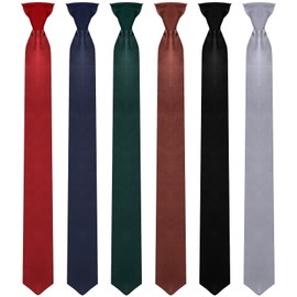 Haysandy 6 Pieces Men's Clip on Ties Solid Color Clip on Ties Adjustable Men's Tie Uniform Ties for Men Strap Pre Tied Necktie 20 Inch (Classic Colors Set)