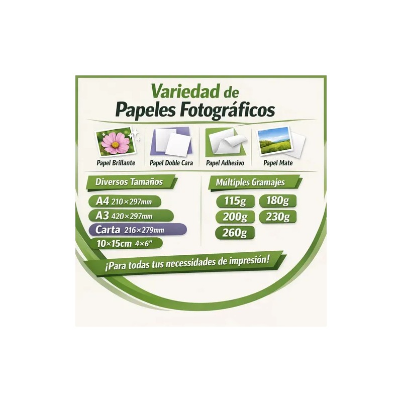 Papel Fotográfico A4 Kamo Glossy Doble Cara 200gr 60 Hojas