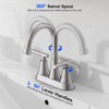 Bathroom Faucets for Sink 3 Hole, Hurran 4 inch Brushed