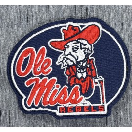 OLE MISS REBELS EMBROIDERED IRON ON PATCH 3” X 3.5” FREE SHIPPING
