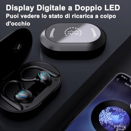 ORZ Audífonos inalámbricos, Bluetooth 5.3, Hi-Fi Estéreo Cascos, Pantalla LED, Llamadas Nítidas con Micrófono, cancelación de Ruido, 50H Tiempo de Juego, IP7 Impermeable, Deportivos (Negro)