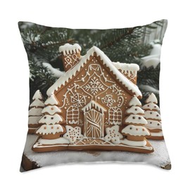 Gingerbread House Kit Classic Holiday Design Throw Pillow