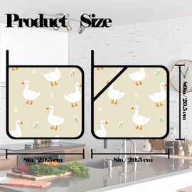 Cartoon Goose Pot Holders 2 PCS,Kitchen Heat Resistant Potholder for BBQ Cooking Baking,Food Hot Pad for Women Men
