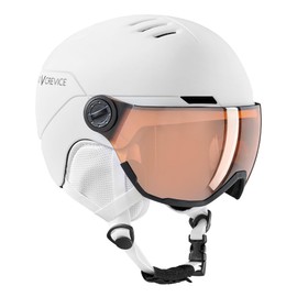 Black Crevice Cortina Children's Ski Helmet, Ski Helmet with Full Visor & Ventilation, Snowboard Helmet for Boys and Girls, with Ear Pads & Ski Goggles Holder, Size Adjustable (White, XXS)