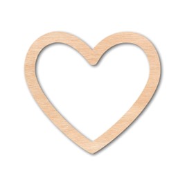Unfinished Wood Heart Border Silhouette - Hollow Heart Cutouts - Premium Wooden Hearts for Crafts, DIY Projects, Decorations (1/4 inch Thick, 6")