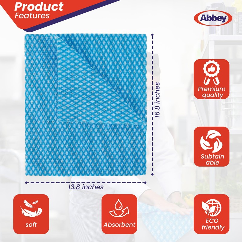 Abbey Pack of 50 Disposable J Cloths Non Woven Wipes