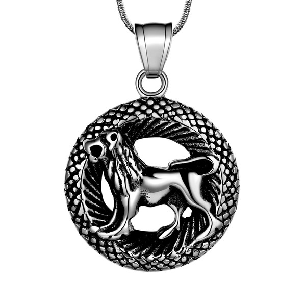Hipunk Leo Necklace Zodiac Pendant for Men - Constellation Zodiac