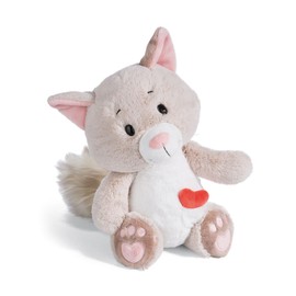 NICI Cuddly Toy Love Cat Fluffy 25 cm - Cute Soft Plush Toy for Cuddling and Playing, Plush Toy for Children and Adults, 49407, Great Gift Idea, Beige, 25 cm