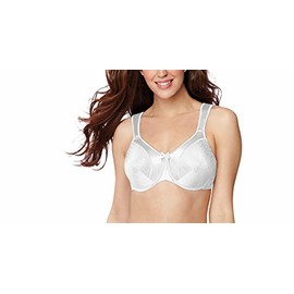 Bali Women's Satin Tracings Minimizer Underwire Bra, White, 36DD