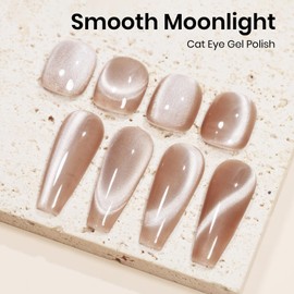 MIZHSE Cat Eye Gel Nail Polish 12mL Moonlight Champagne Magnetic Gel Polish Ceramic Glitter Smooth Soak Off U V LED Cats Eye Gel Polish Nail Art Manicure Salon Home DIY for Women