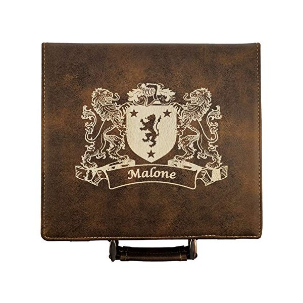 Malone Irish Coat of Arms Leather Poker Set